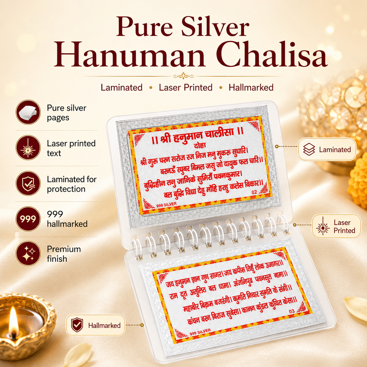 999 Pure Silver Hanuman Chalisa – Divinity in Your Hands!
