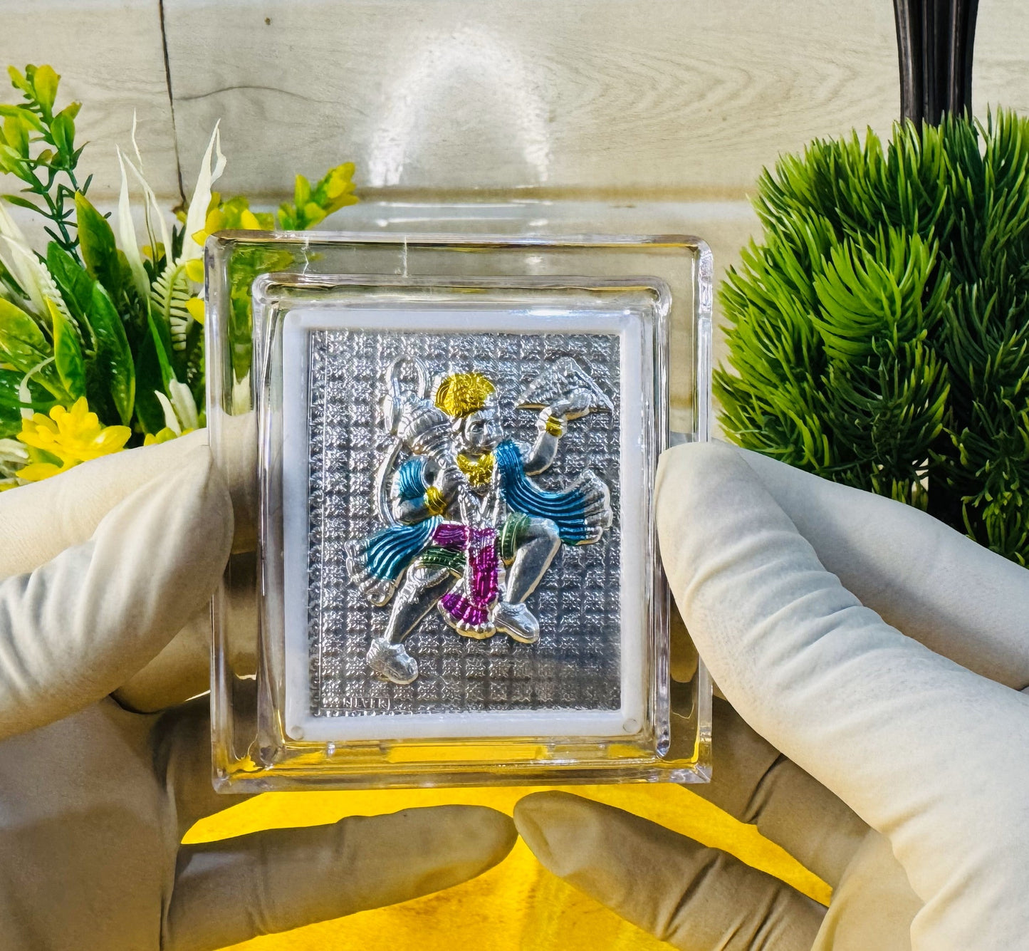999 Silver Veer Hanuman Ji Frame – For Mandir